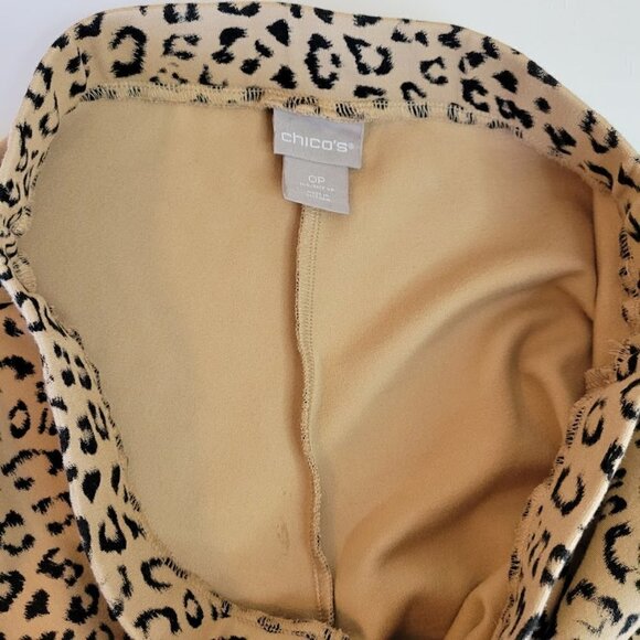 Chico's Leggings Tan Black Animal Print Soft Stretch Pants Womens SZ XS/4 Petite - Picture 9 of 10